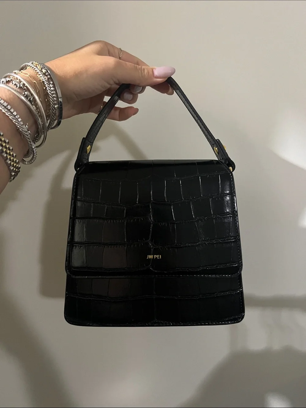 JW PEI Women's FAE Top Handle Crossbody Croc-Embossed Top Handle Bag
